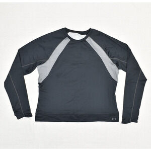 Under Armour Women's T Shirt Crew Neck Long Sleeve Polyester Black Size L Gym
